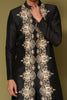 Black and Beige Dori Embroidered Linen Satin Sherwani Set