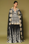 Black Embroidered Georgette Sharara Set