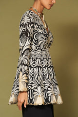 Black Embroidered Georgette Sharara Set