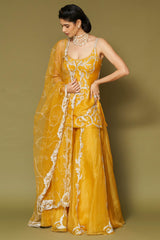 Bright Yellow Organza Sharara Set
