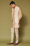 Sand Dori Embroidered Bundi Set with Potli Button Kurta
