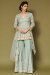 Aqua Embroidered Georgette Sharara Set