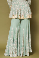 Aqua Embroidered Georgette Sharara Set