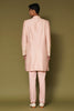 Blush Pink Dori Embroidered Linen Satin Sherwani Set