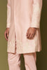 Blush Pink Dori Embroidered Linen Satin Sherwani Set