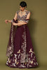 Wine Embroidered Silk Organza Lehenga Set
