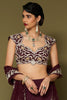Wine Embroidered Silk Organza Lehenga Set