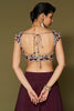 Wine Embroidered Silk Organza Lehenga Set