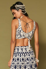 Midnight Navy Embroidered Georgette Lehenga Set