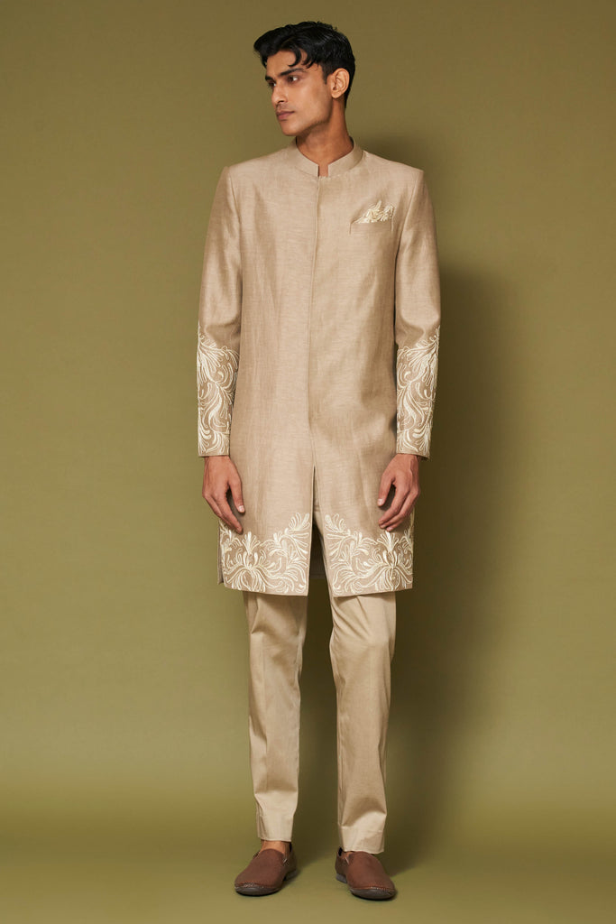 Sand Dori Embroidered Linen Satin Sherwani Set