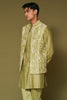 Pistachio Dori Embroidered Bundi Set with Potli Button Kurta