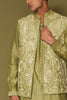 Pistachio Dori Embroidered Bundi Set with Potli Button Kurta