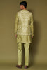 Pistachio Dori Embroidered Bundi Set with Potli Button Kurta