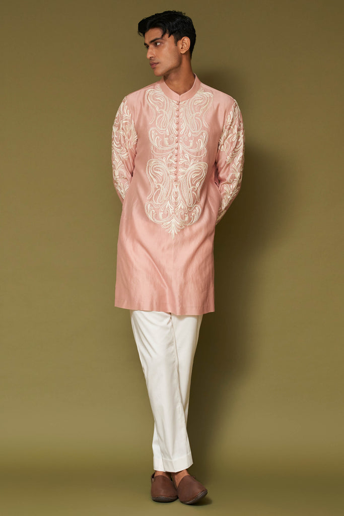 Blush Pink Dori Embroidered Kurta Set