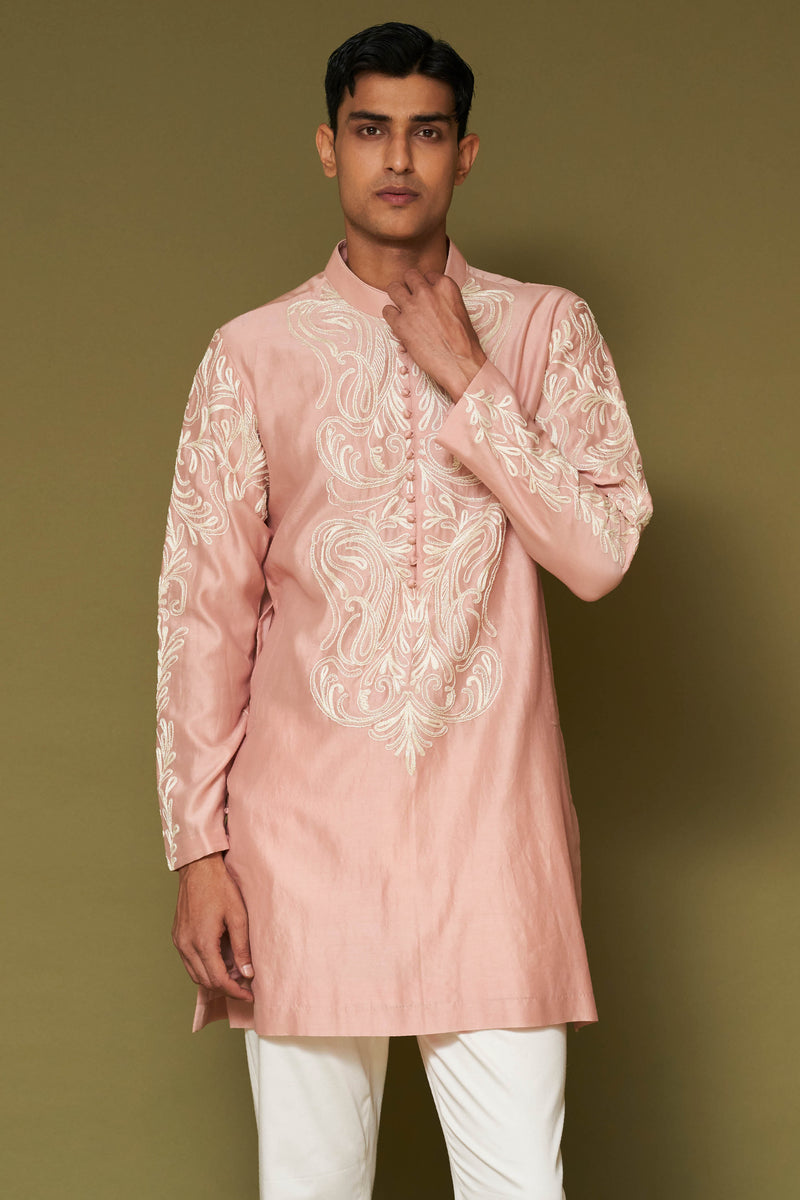 Blush Pink Dori Embroidered Kurta Set