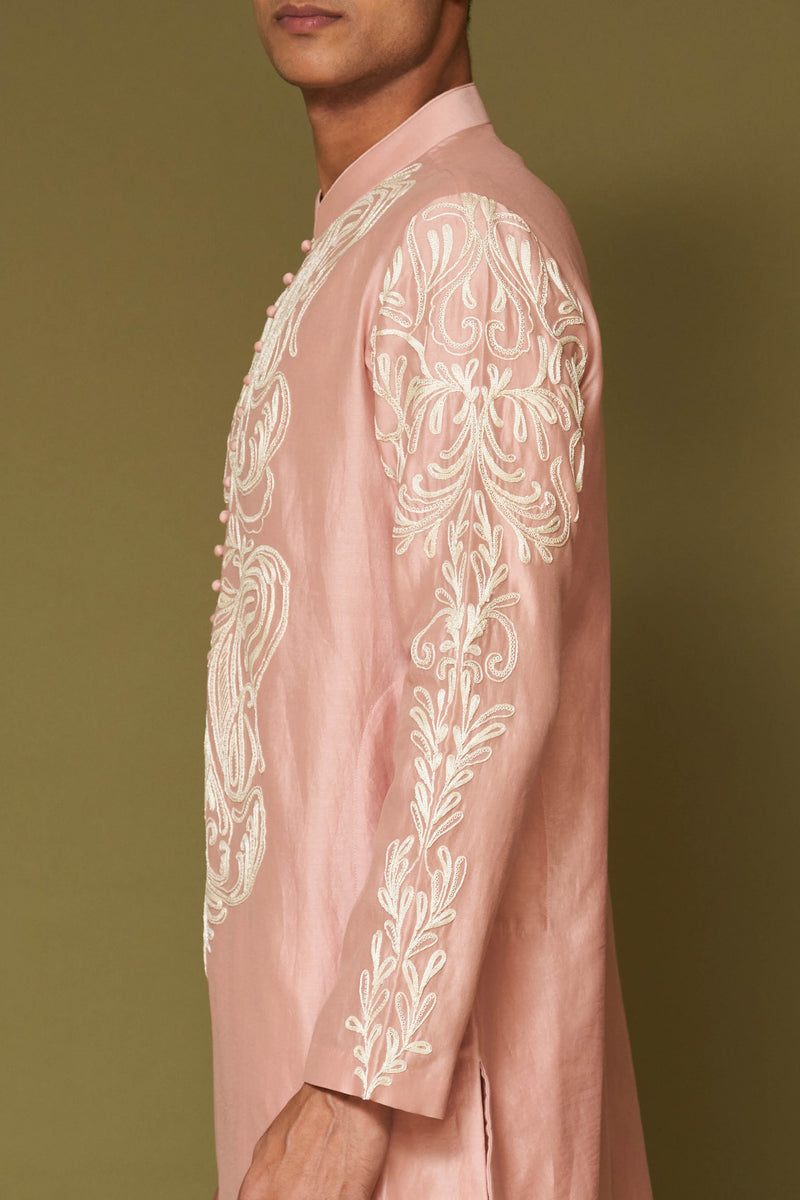 Blush Pink Dori Embroidered Kurta Set