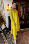 Yellow Block Print Embroidered Kurta Set (RTS)