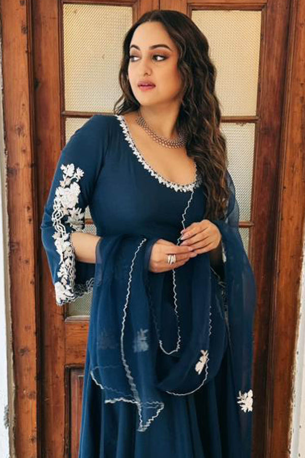 Sonakshi Sinha in Blue Embroidered Anarkali Set