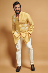 Riteish Deshmukh in Mango Yellow Kurta with Embroidered Bundi Set