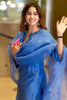 Janvi Kapoor in Bright Blue Chanderi Kurta Set with Resham Work Embroidery