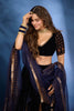Aamna Sharif in Navy Blue Zari Embroidered Velvet Lehenga Set