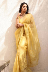 Keerthy Suresh in Yellow Embroidered Saree Set