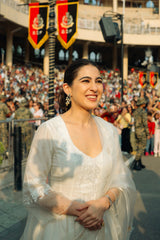 Sara Ali Khan in Ivory Silk Chanderi Anarkali Set