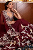hanna khan in Wine Embroidered Silk Organza Lehenga Set