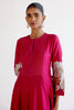 Fuchsia Pink Cotton Silk Blend Hand-Painted Anarkali Set