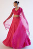 Fuchsia Pink Embroidered Cotton Silk Satin Lehenga Set