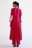 Fuchsia Pink Cotton Silk Blend Hand-Painted Anarkali Set