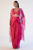 Fuchsia Pink Sequined Cape and Draped Skirt Set