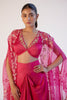 Fuchsia Pink Sequined Cape and Draped Skirt Set