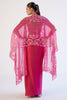 Fuchsia Pink Sequined Cape and Draped Skirt Set
