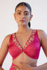 Fuchsia Pink Sequined Cape and Draped Skirt Set