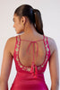 Fuchsia Pink Sequined Cape and Draped Skirt Set