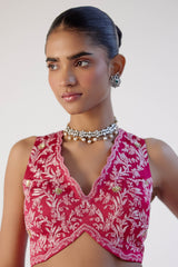 Fuchsia Pink Dori and Sequins Embroidered Lehenga Set
