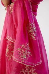 Fuchsia Pink Dori and Sequins Embroidered Lehenga Set