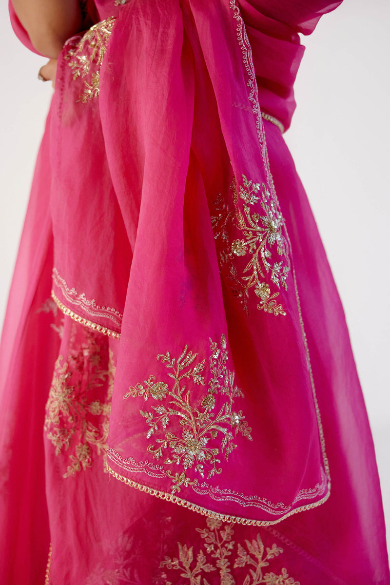 Fuchsia Pink Dori and Sequins Embroidered Lehenga Set