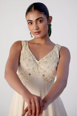 Ivory Dori and Sequins Embroidered Anarkali Set