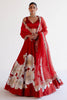 Ruby Red Silk Chanderi Hand-Painted Lehenga Set