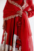 Ruby Red Silk Chanderi Hand-Painted Lehenga Set