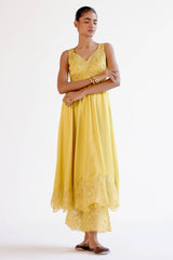 Yellow Dori and Sequins Embroidered Anarkali Set