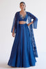 Sapphire Blue Satin Lehenga and Embroidered Jacket Set