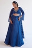 Sapphire Blue Satin Lehenga and Embroidered Jacket Set