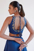 Sapphire Blue Satin Lehenga and Embroidered Jacket Set