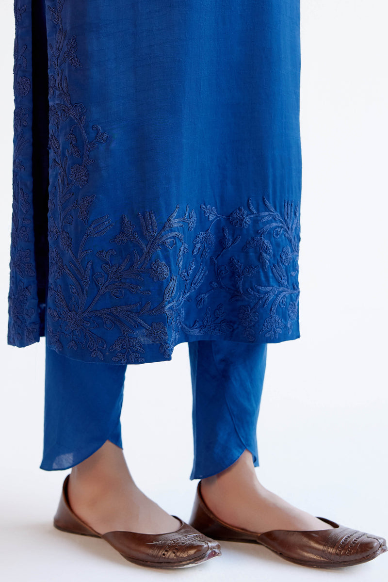 Sapphire Blue Dori and Sequins Embroidered Kurta and Dhoti Set