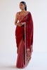 Dusty Rose Embroidered Velvet Saree Set