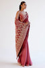 Dusty Rose Embroidered Velvet Saree Set