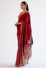 Dusty Rose Embroidered Velvet Saree Set